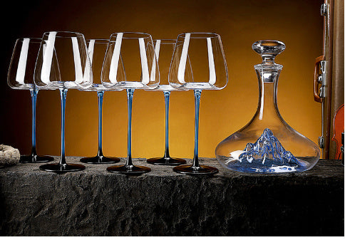 Black And Blue Bow Tie Crystal Burgundy Blue Rod Red Wine Glass