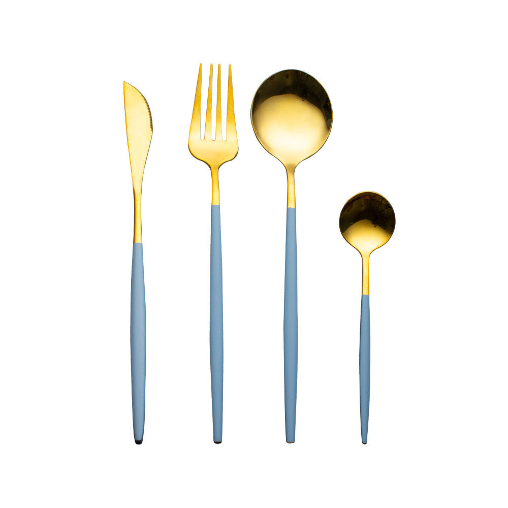 Cutlery Cutlery Set Gold Baked Lacquer Cutlery And Spoon Four-piece Set