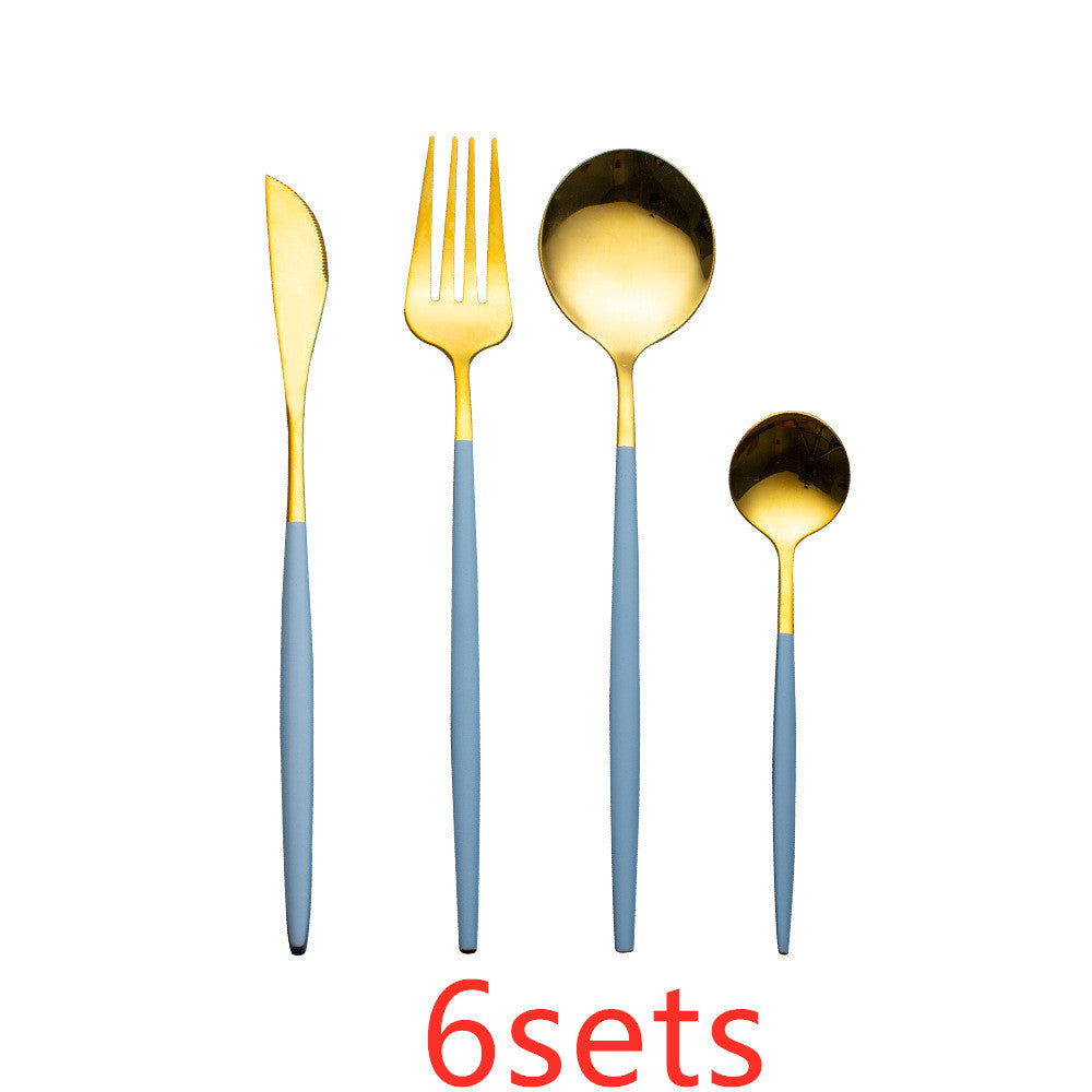 Cutlery Cutlery Set Gold Baked Lacquer Cutlery And Spoon Four-piece Set