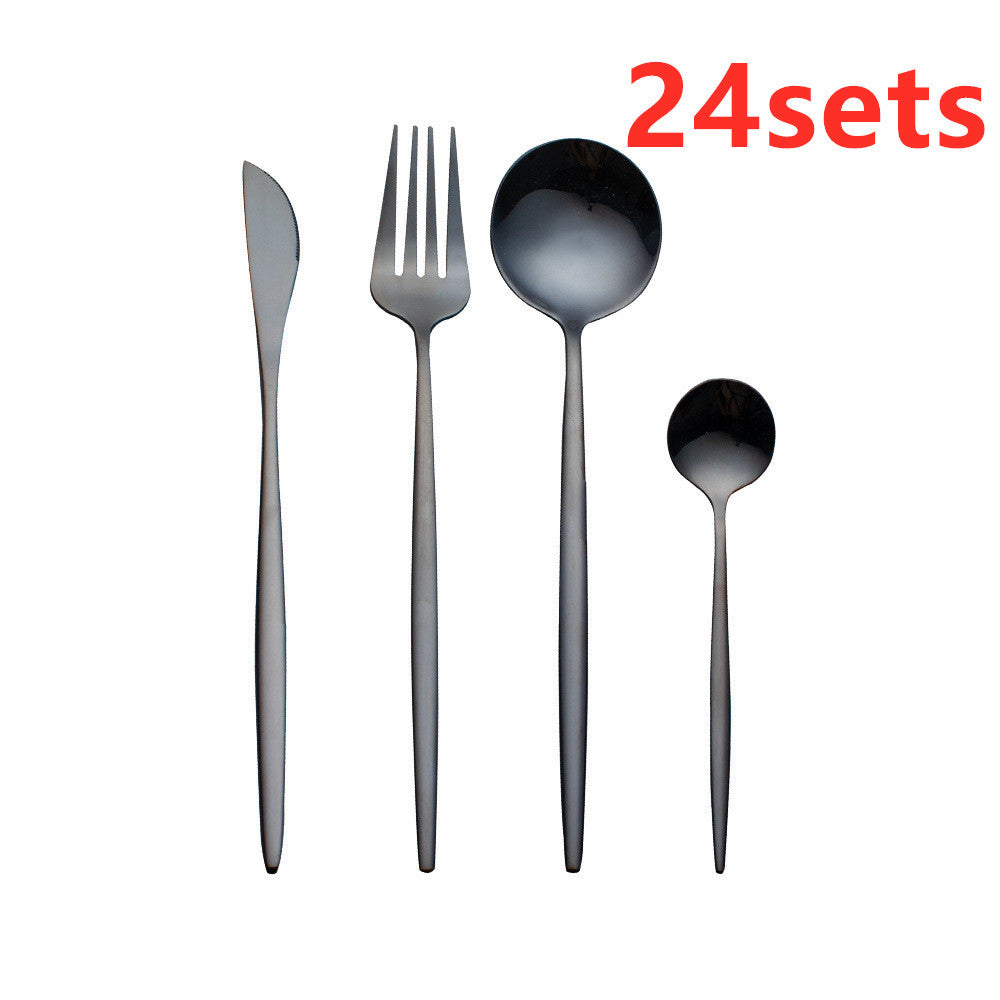 Cutlery Cutlery Set Gold Baked Lacquer Cutlery And Spoon Four-piece Set