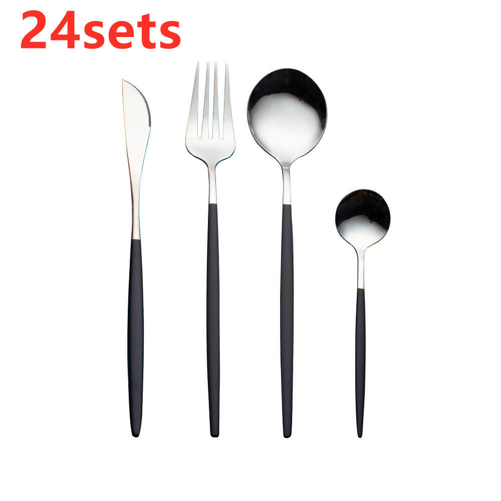 Cutlery Cutlery Set Gold Baked Lacquer Cutlery And Spoon Four-piece Set