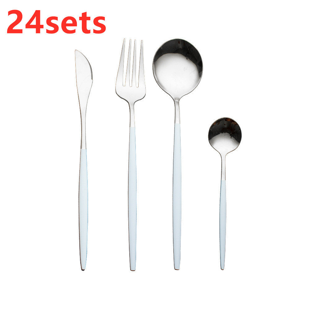Cutlery Cutlery Set Gold Baked Lacquer Cutlery And Spoon Four-piece Set