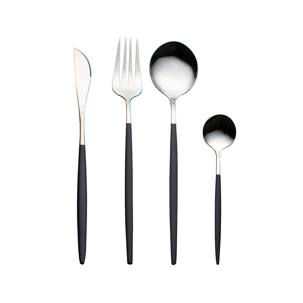 Cutlery Cutlery Set Gold Baked Lacquer Cutlery And Spoon Four-piece Set