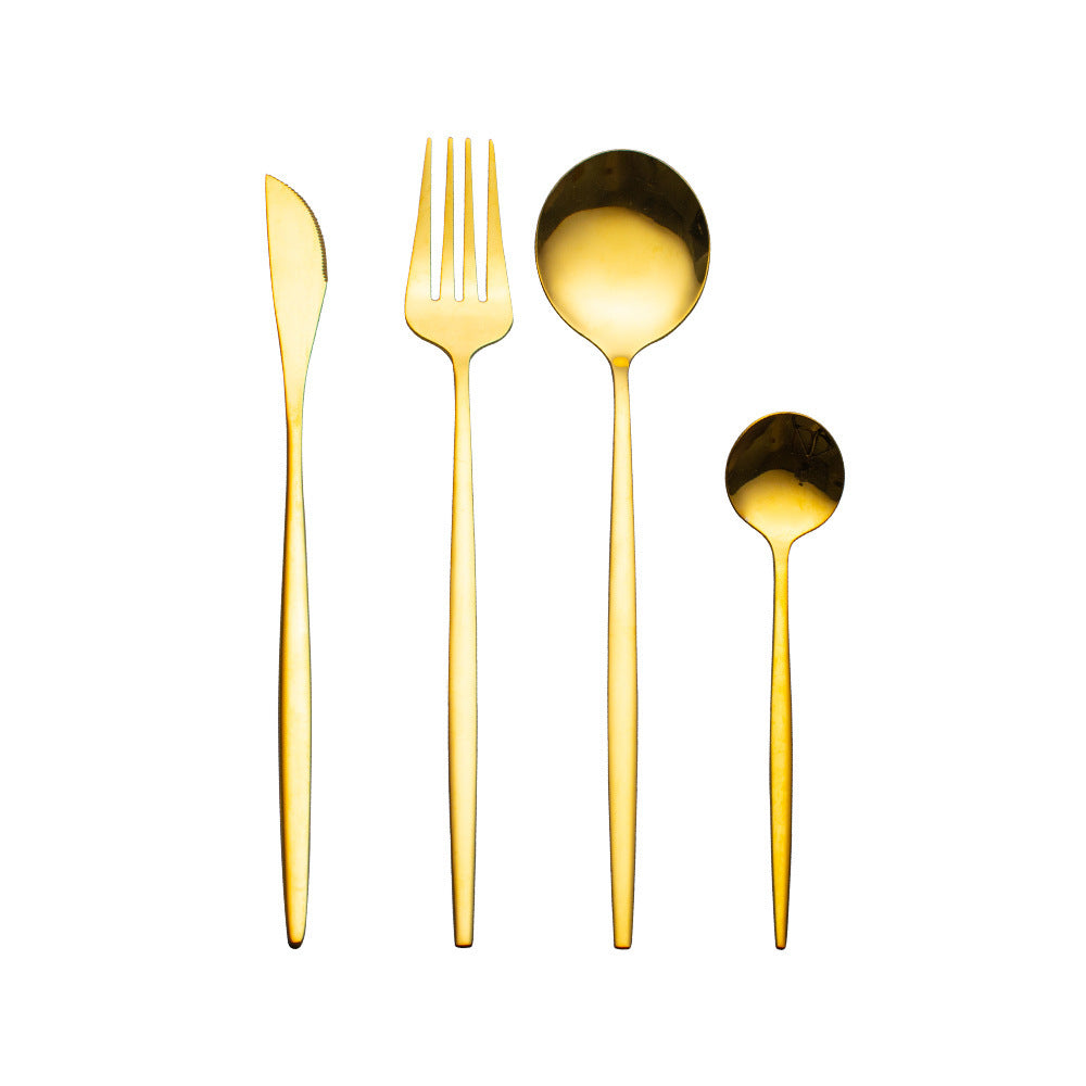Cutlery Cutlery Set Gold Baked Lacquer Cutlery And Spoon Four-piece Set