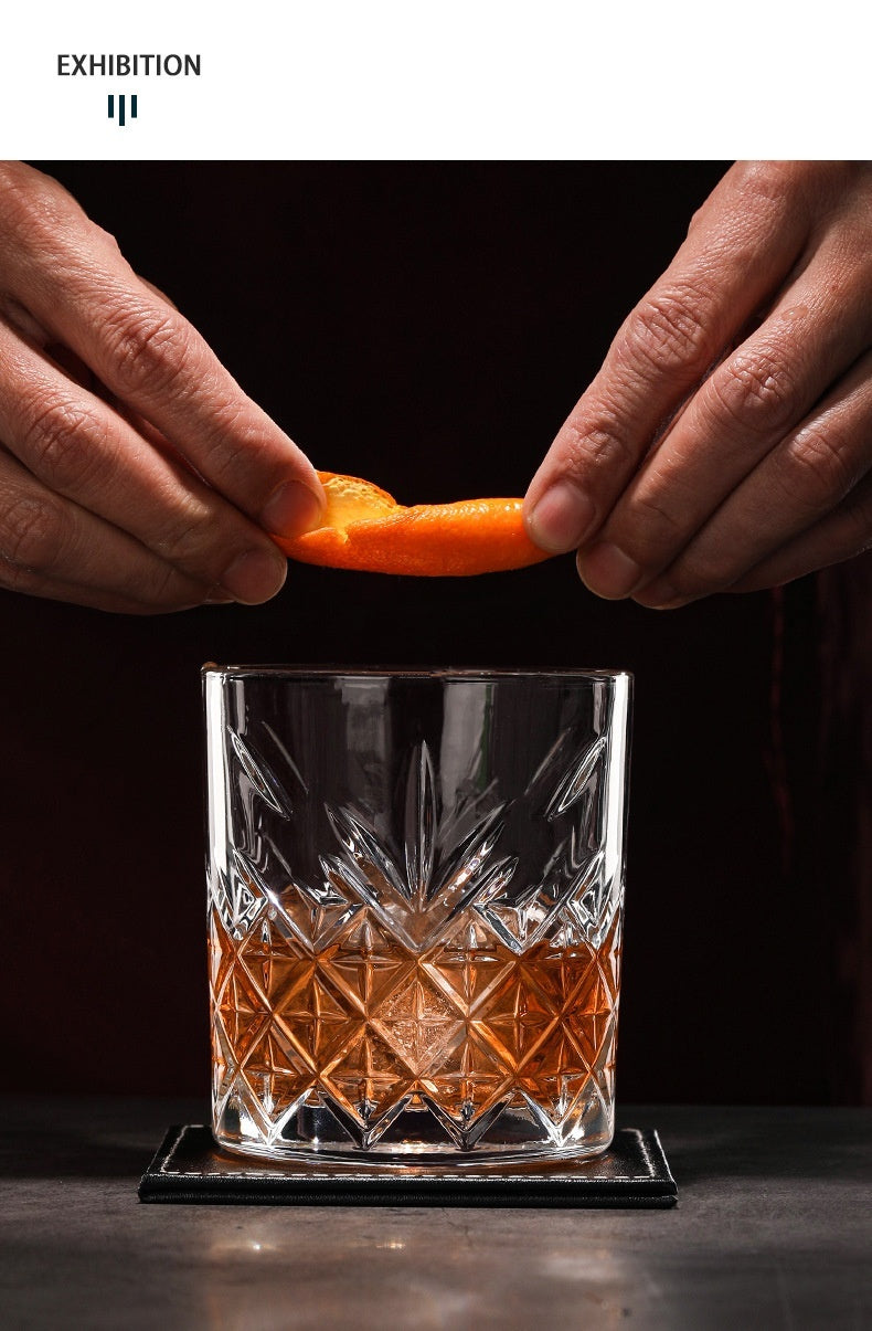 Vintage Carved Lead-free Glass Wine Glass