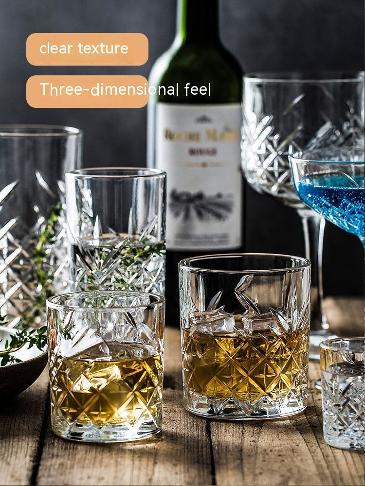 Vintage Carved Lead-free Glass Wine Glass