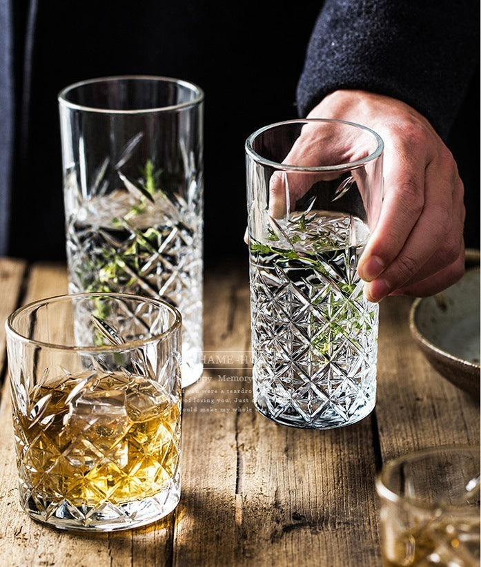 Vintage Carved Lead-free Glass Wine Glass