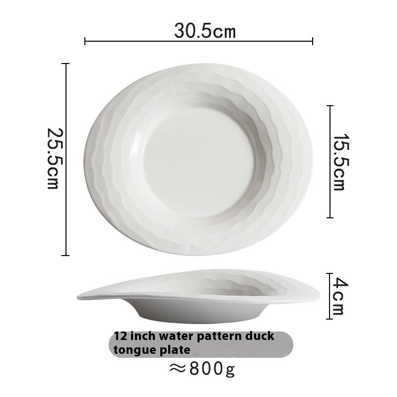 Creative Water Pattern Duck Tongue Dish Western Cuisine Plate