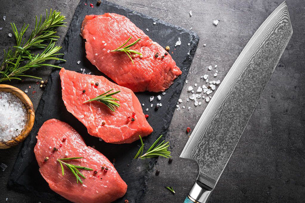 Stable Wooden Damascus Chef's Knife 8-Inch