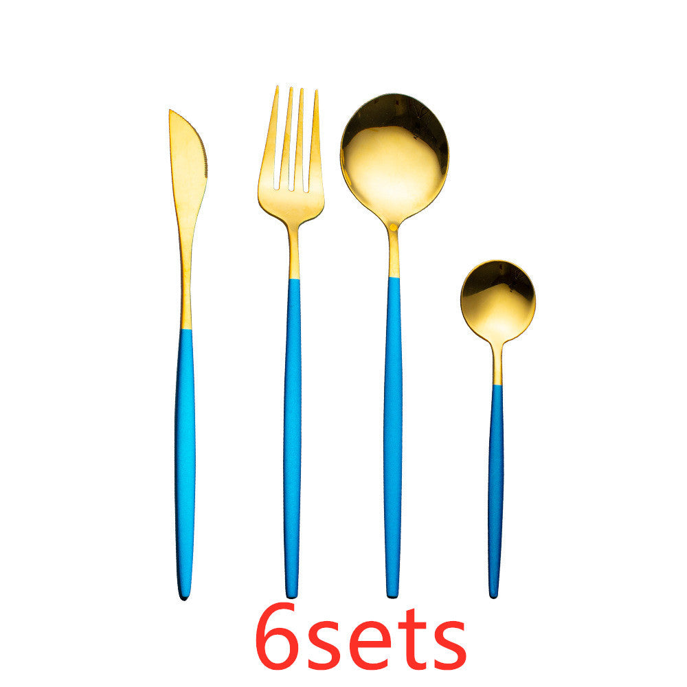 Cutlery Cutlery Set Gold Baked Lacquer Cutlery And Spoon Four-piece Set