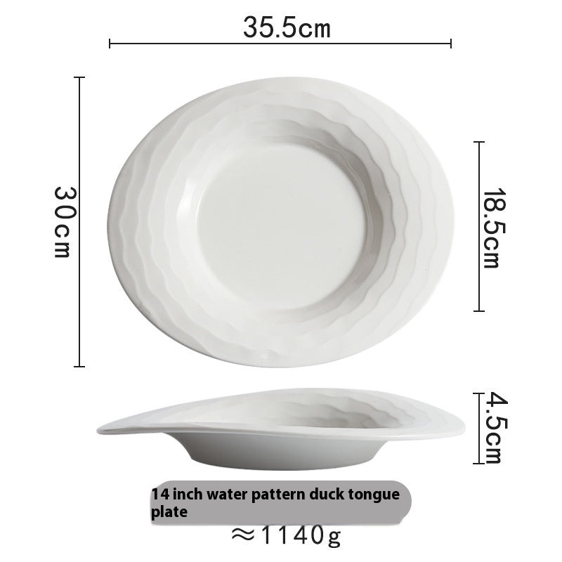 Creative Water Pattern Duck Tongue Dish Western Cuisine Plate