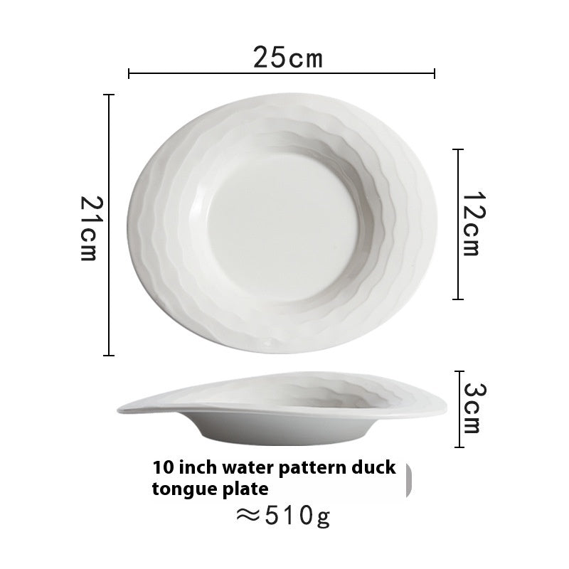 Creative Water Pattern Duck Tongue Dish Western Cuisine Plate