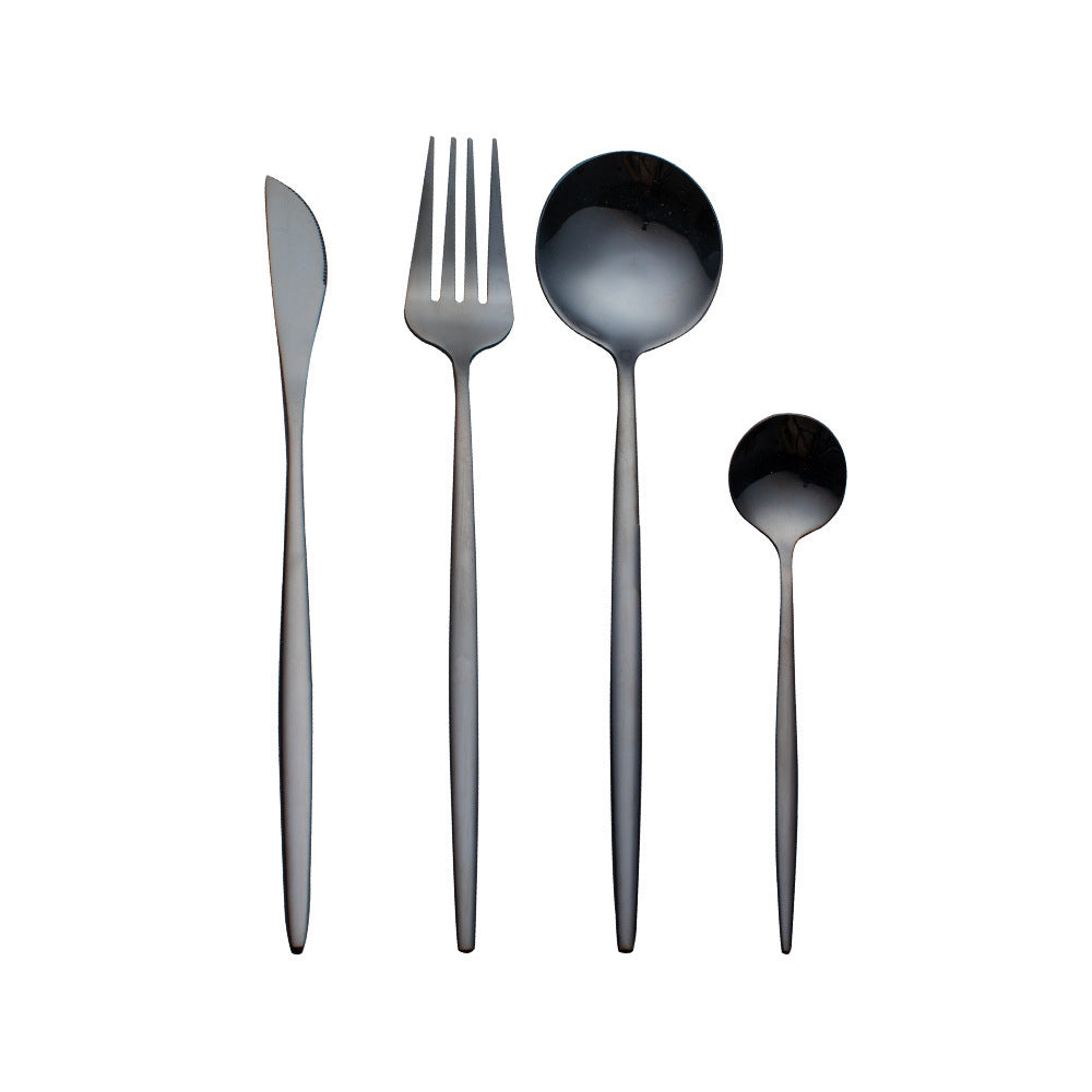Cutlery Cutlery Set Gold Baked Lacquer Cutlery And Spoon Four-piece Set