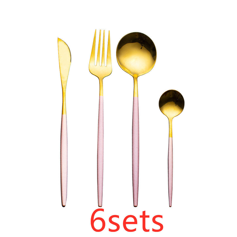 Cutlery Cutlery Set Gold Baked Lacquer Cutlery And Spoon Four-piece Set