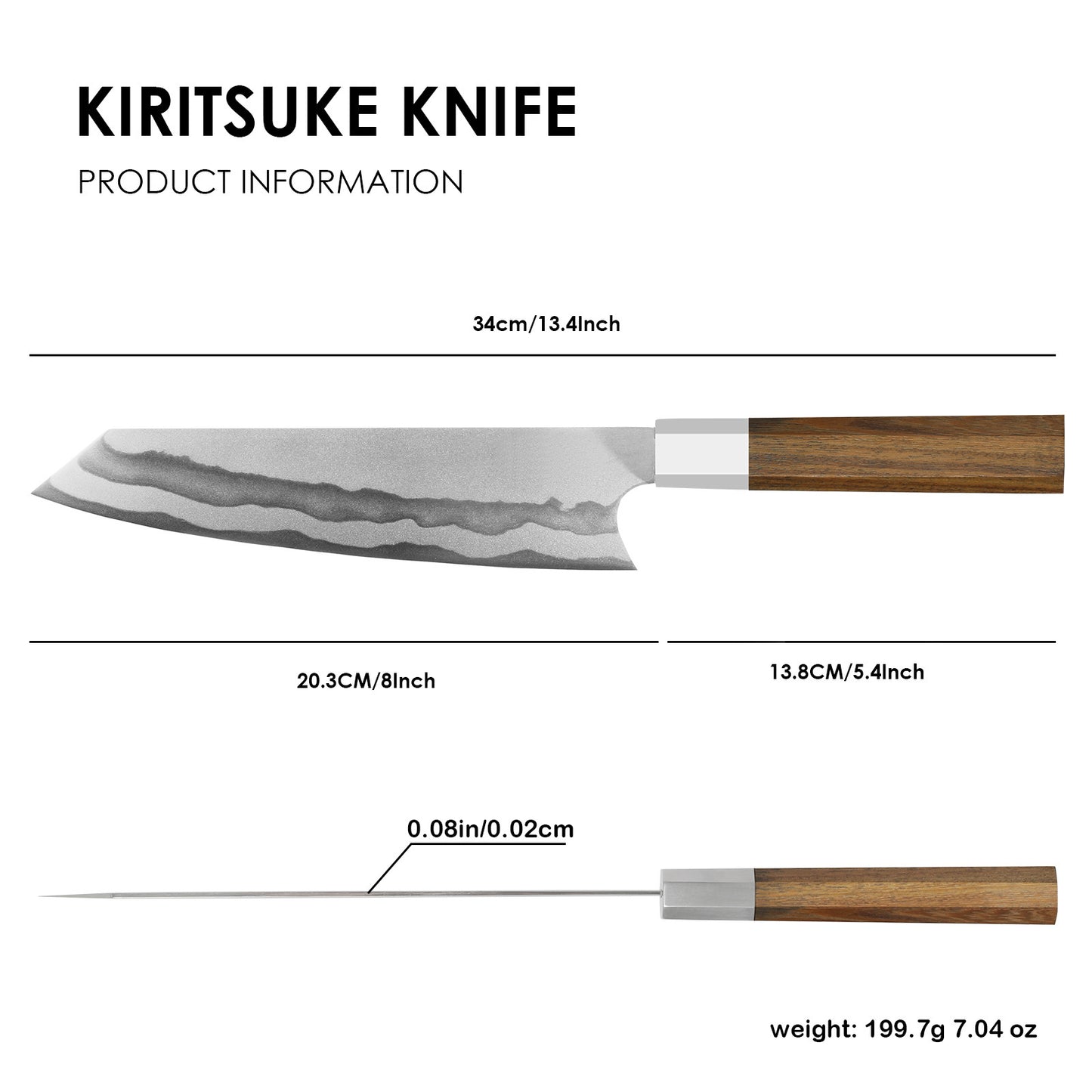 Keihatsu Japanese Gyuto Chef Knife 8 Inch Kiritsuke Knife, Professional Kitchen Ultra Sharp Vegetable Knives With Sheath & Box