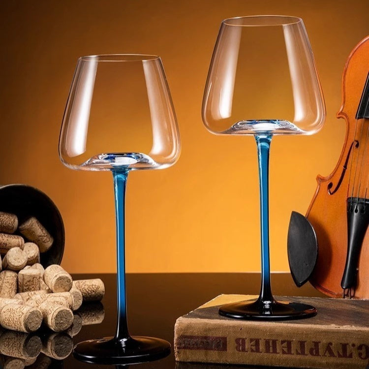 Black And Blue Bow Tie Crystal Burgundy Blue Rod Red Wine Glass