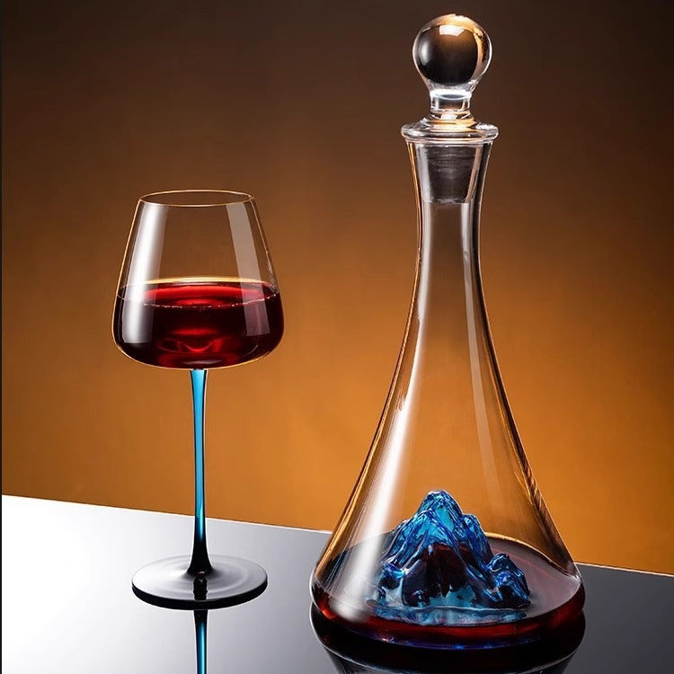 Black And Blue Bow Tie Crystal Burgundy Blue Rod Red Wine Glass