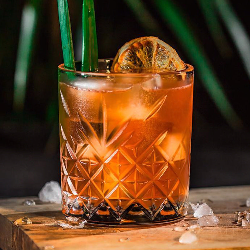 Vintage Carved Lead-free Glass Wine Glass