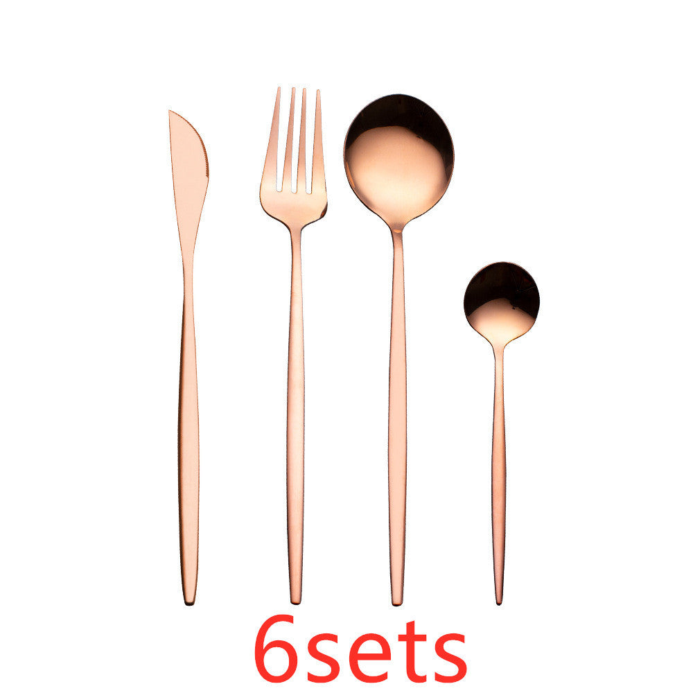 Cutlery Cutlery Set Gold Baked Lacquer Cutlery And Spoon Four-piece Set