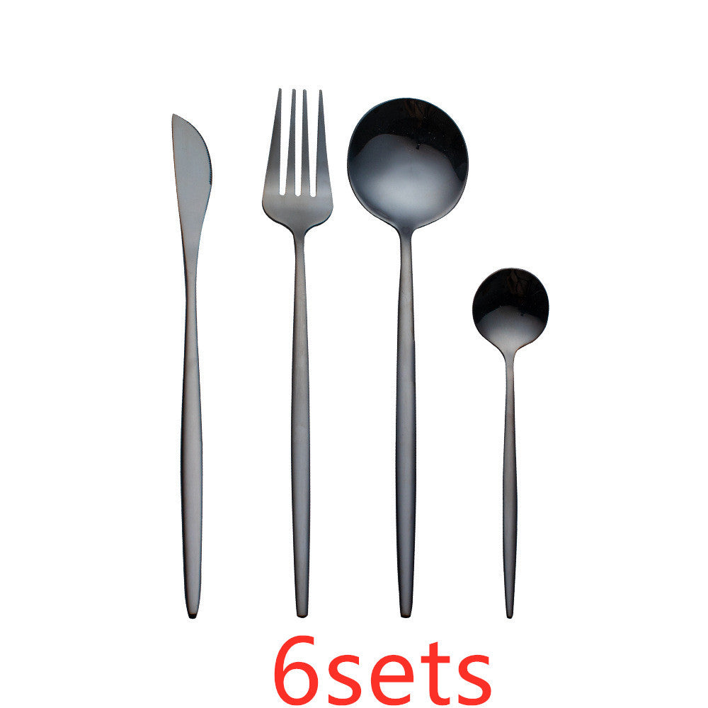 Cutlery Cutlery Set Gold Baked Lacquer Cutlery And Spoon Four-piece Set