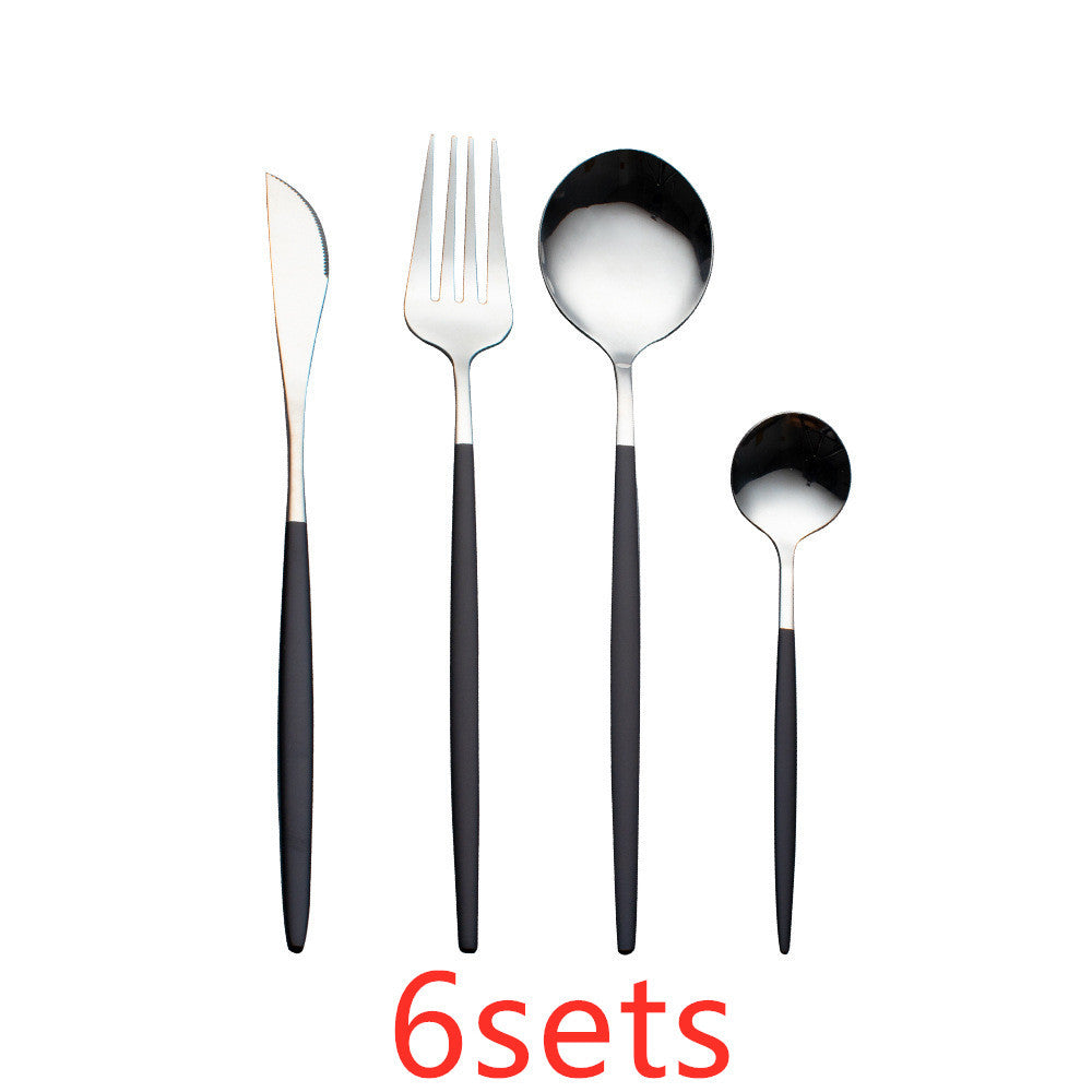 Cutlery Cutlery Set Gold Baked Lacquer Cutlery And Spoon Four-piece Set
