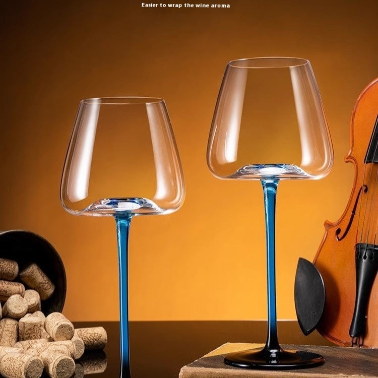 Black And Blue Bow Tie Crystal Burgundy Blue Rod Red Wine Glass