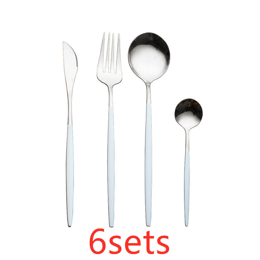 Cutlery Cutlery Set Gold Baked Lacquer Cutlery And Spoon Four-piece Set